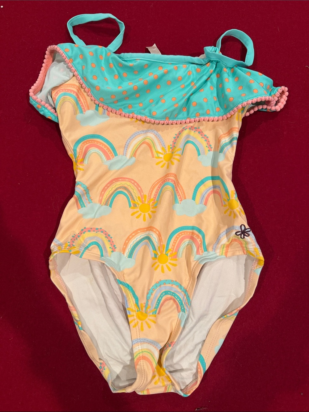 Matilda Jane Pastel Rainbow & Aqua Polka One-Piece Swimsuit